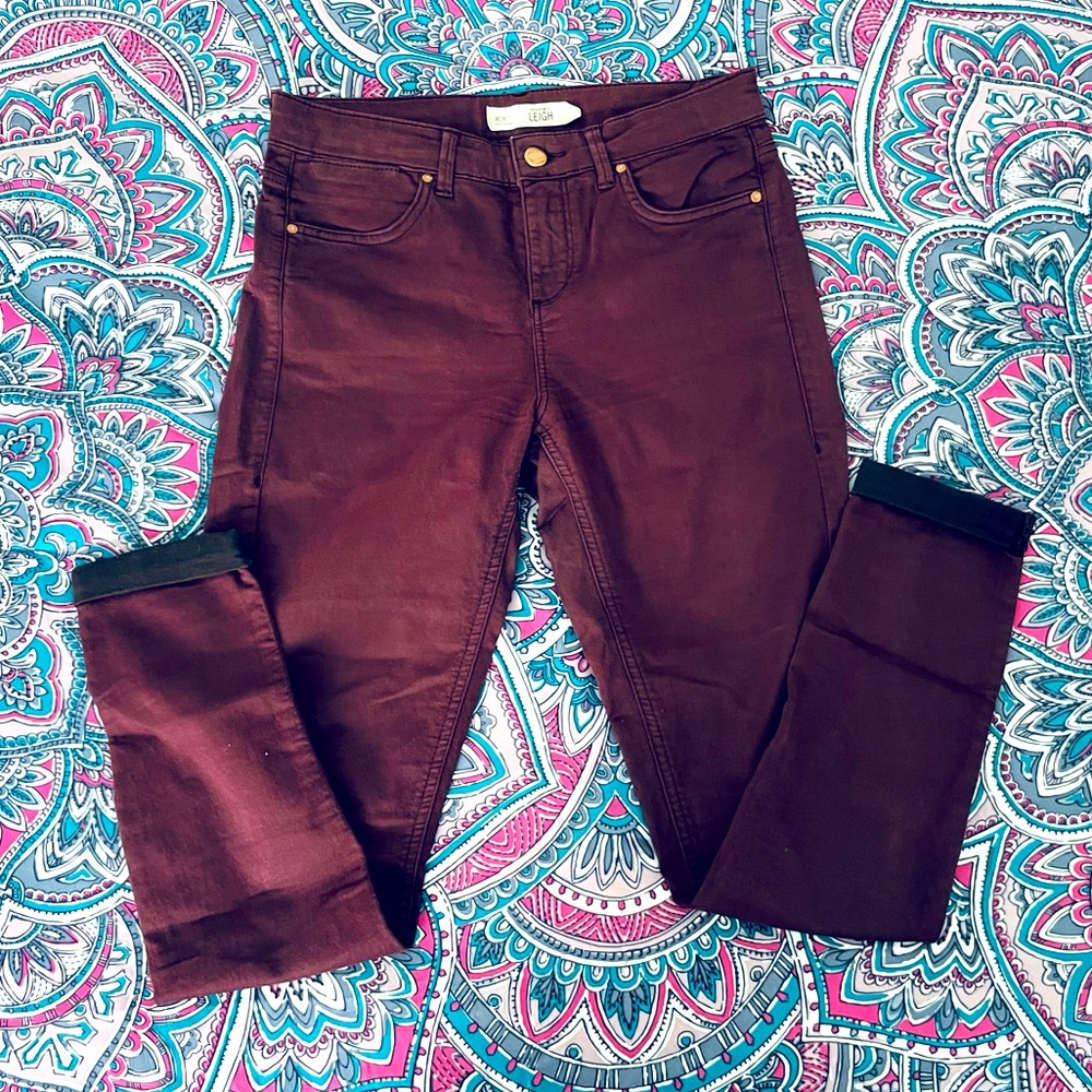 TopShop Leigh Moto Leggings Burgundy/Plum